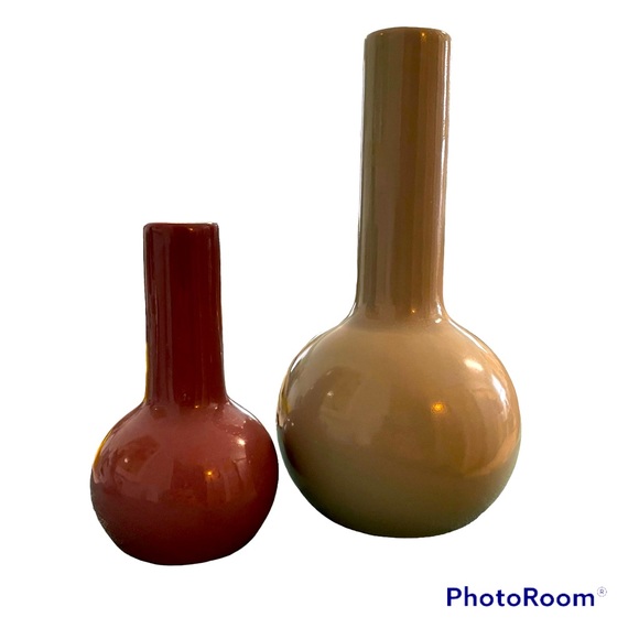 Vintage Gord Ceramic Vases Large Grey and Smaller Purple Great Color and Design - Picture 2 of 11